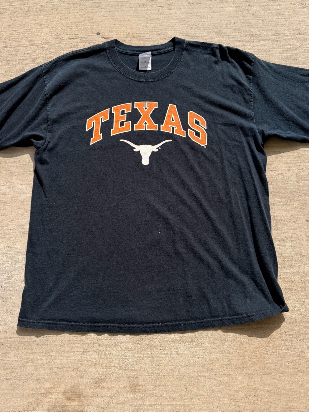 Vintage Gildan Black Texas Graphic Tee with Orange and White Logo